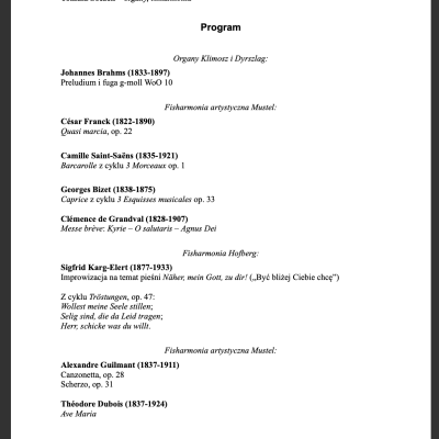 Program koncertu Program koncertu